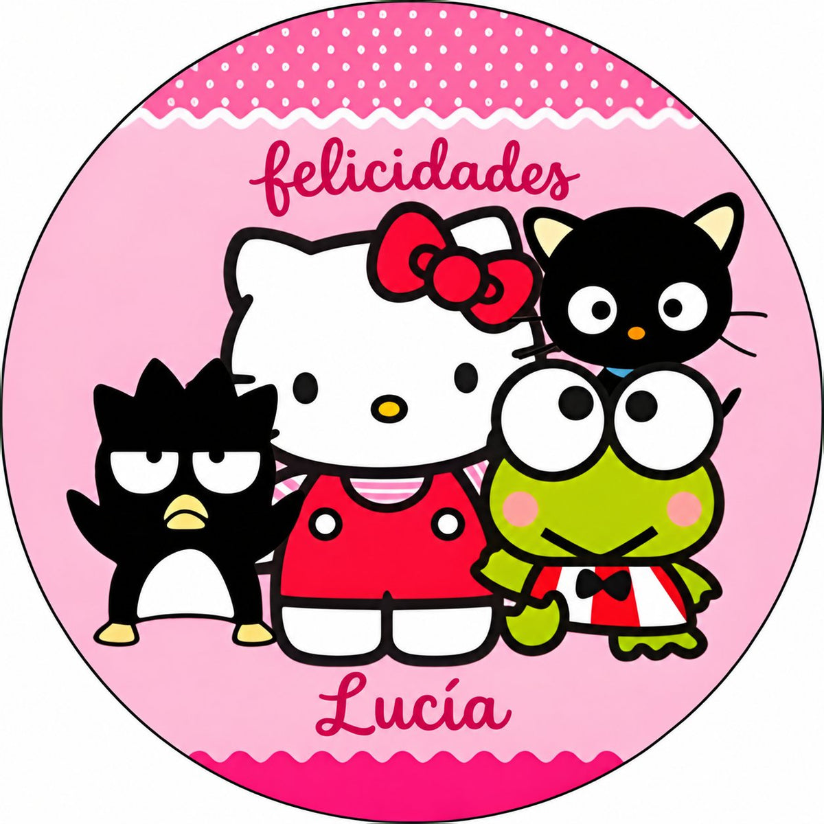 Imagen comestible en oblea HELLO KITTY personalizada para tartas y pasteles