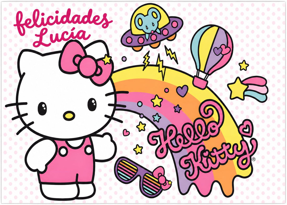 Imagen comestible en oblea HELLO KITTY personalizada para tartas y pasteles