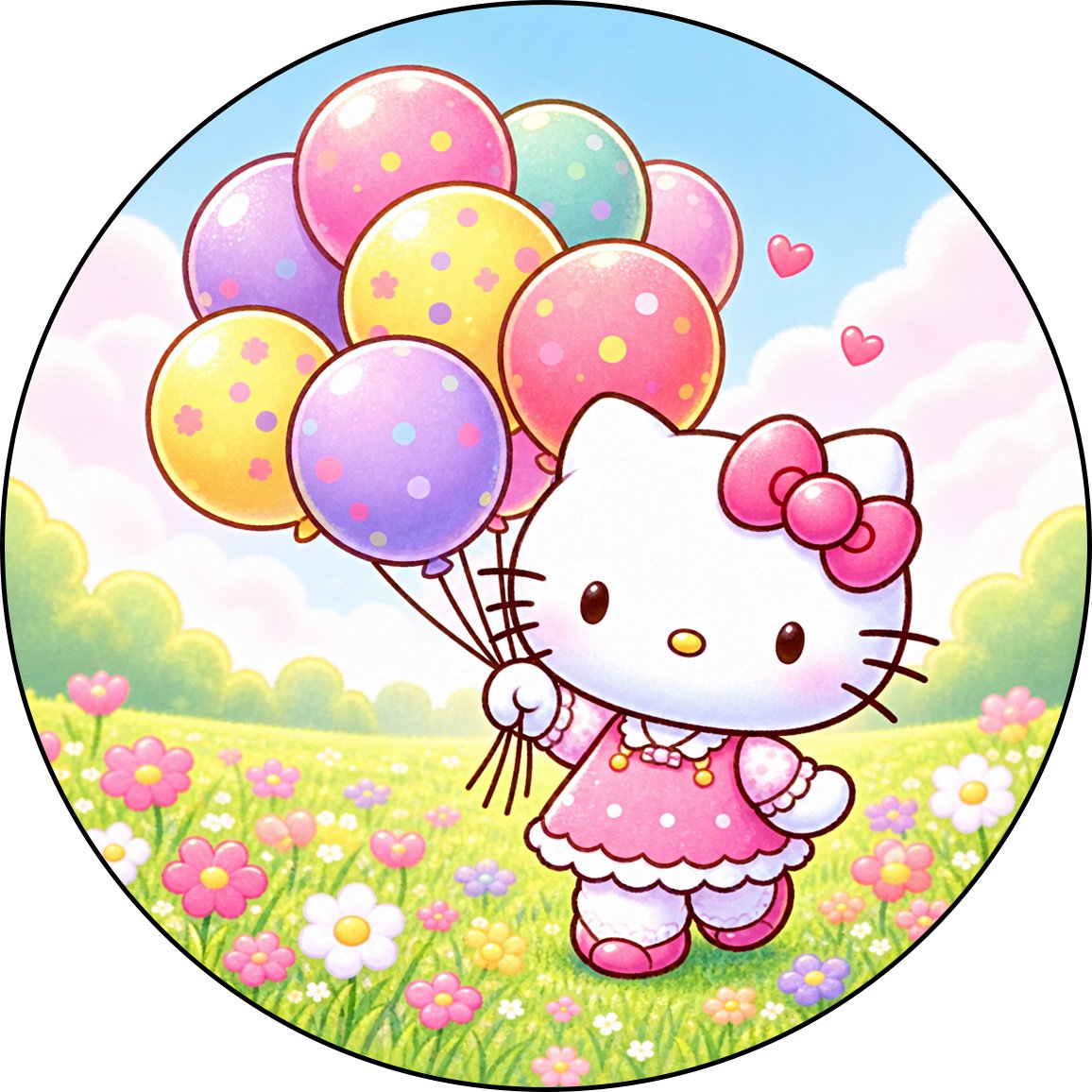 Imagen comestible en oblea HELLO KITTY en una oblea personalizada con una foto y un texto