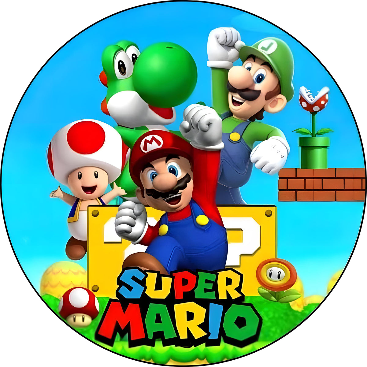 Foto comestible de Super Mario personalizada para tarta con nombre y edad