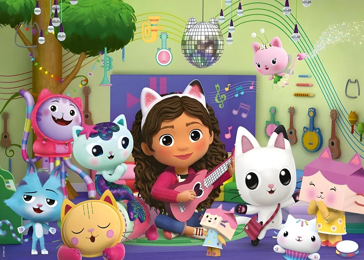 Oblea rectangular personalizable de La Casa de Muñecas de Gabby en la sala de música
