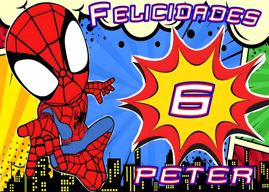 Imagen de Spiderman comestible personalizada con nombre y edad