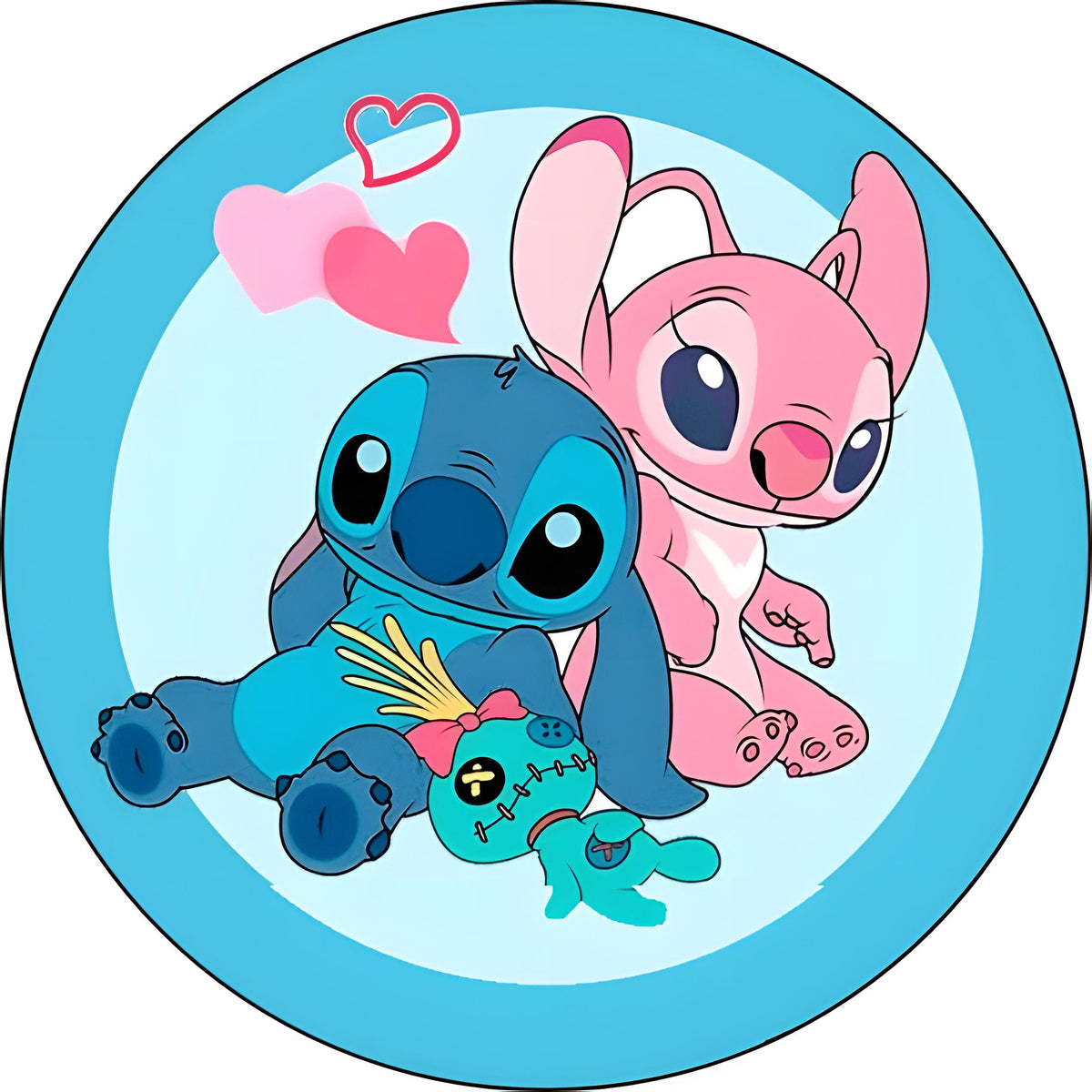 Papel de azúcar Stitch y Angel con nombre y edad para cumpleaños