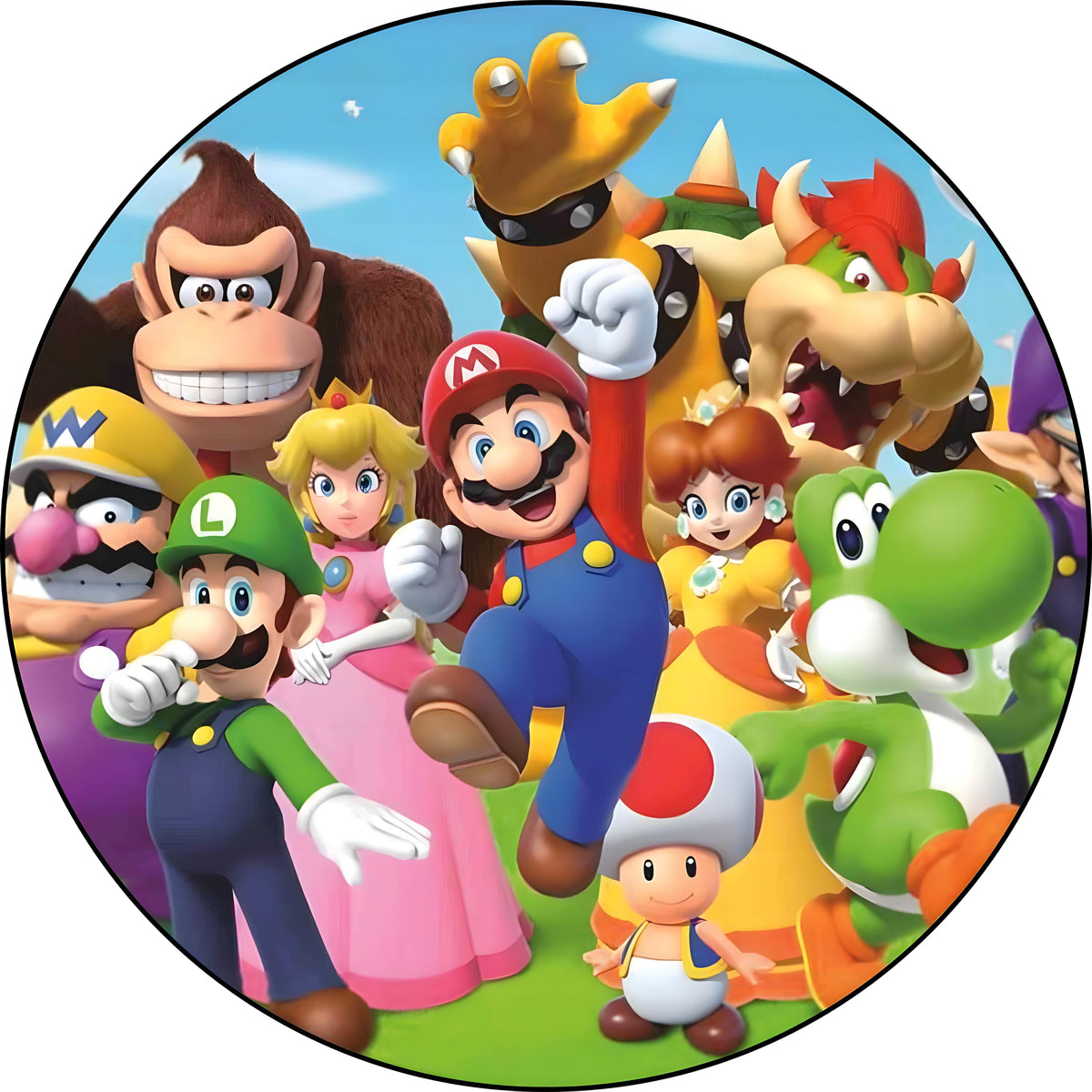 Imagen comestible de Mario y Luigi personalizada con nombre para tarta de cumpleaños