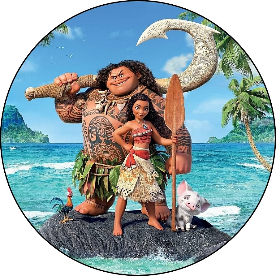 Oblea para tarta MOANA VAIANA con nombre y felicitación