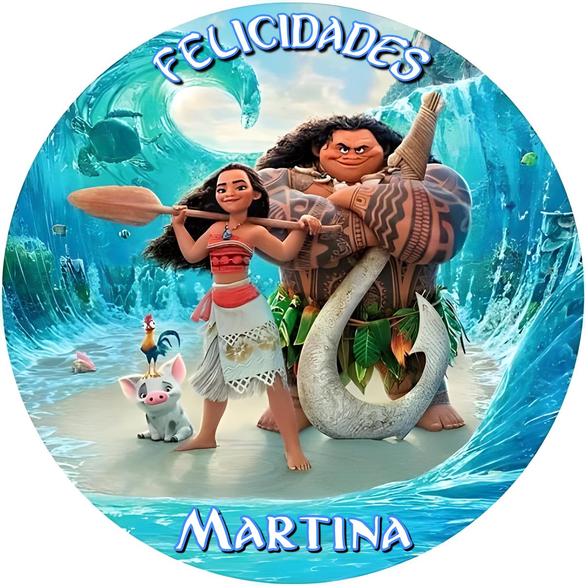 Imagen comestible Vaiana Moana con tu foto para pastel de cumpleaños