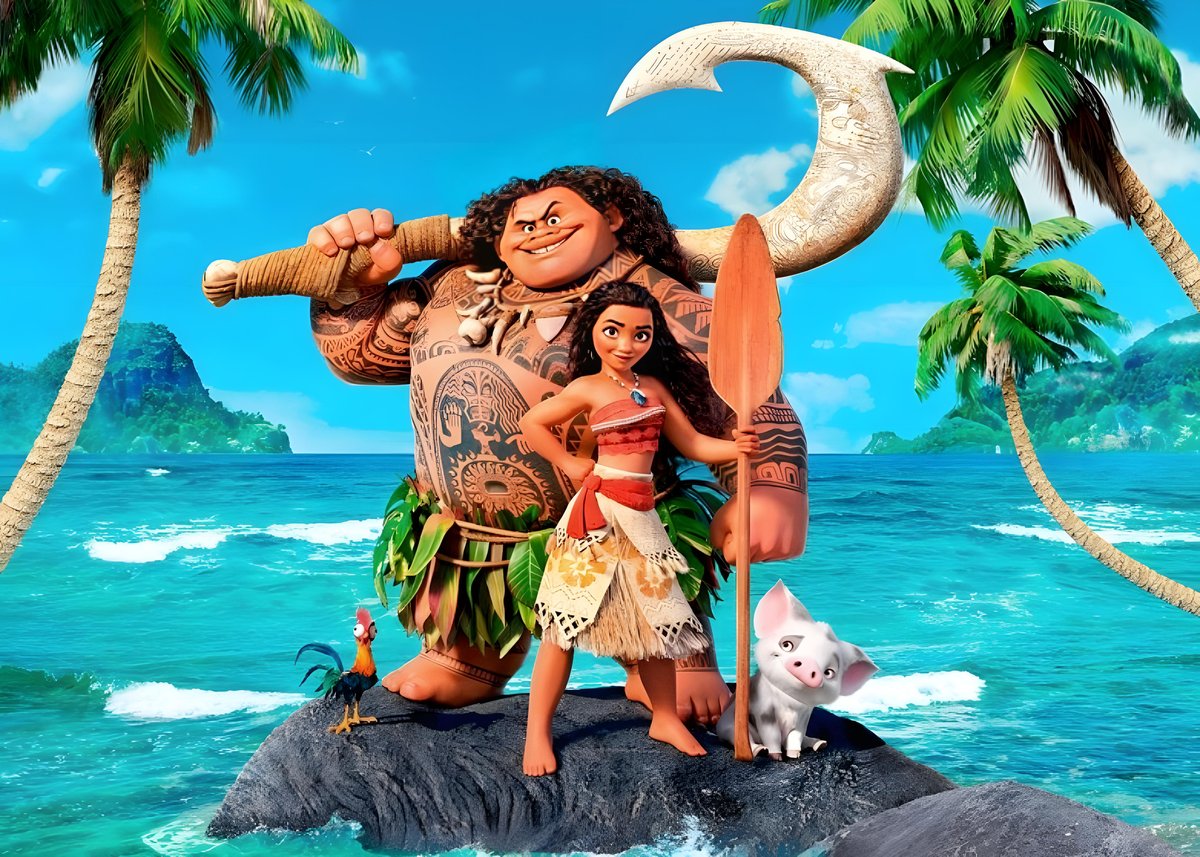Imagen comestible en oblea MOANA, VAIANA personalizada para tartas y pasteles