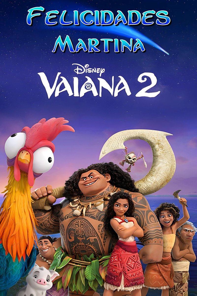 Lámina comestible MOANA, VAIANA con nombre para decorar tartas