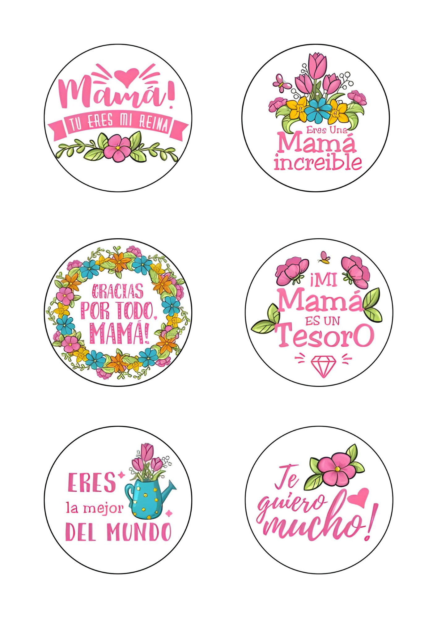 Topper comestible Día de la Madre para tarta con madre e hija, papel de azúcar personalizado