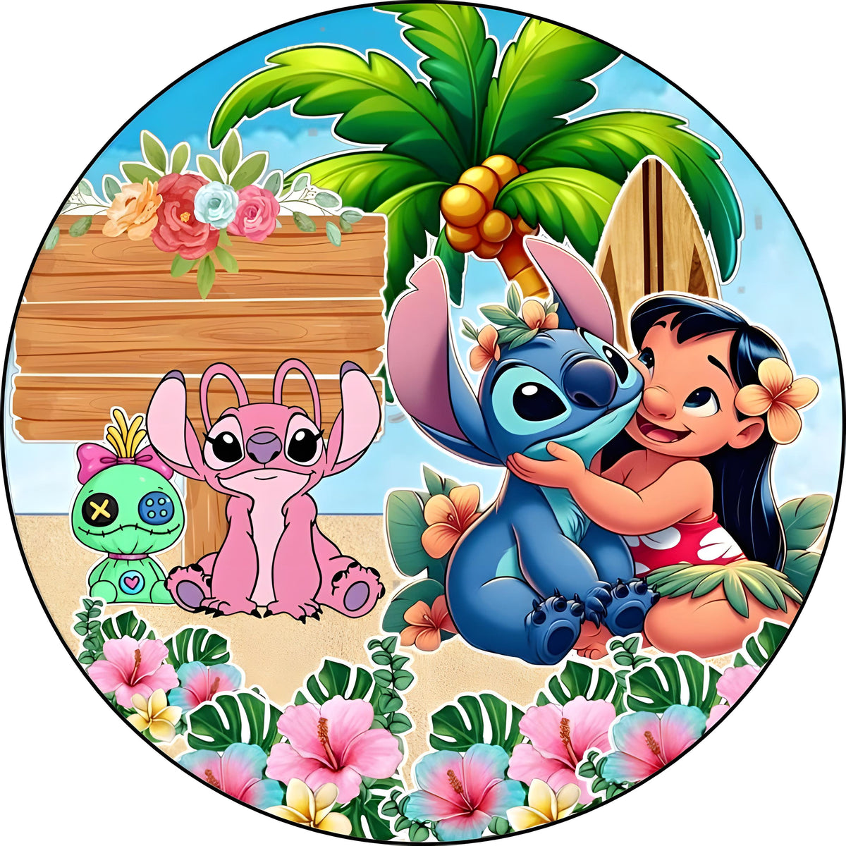 Imagen comestible de Lilo, Stitch y Angel para decorar tartas infantiles