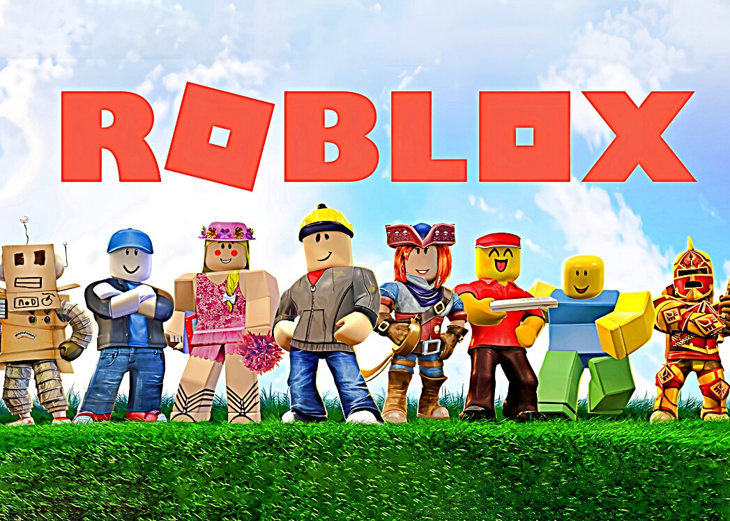 Diseño de Roblox con personajes, personalizado con nombre, edad y felicitación.