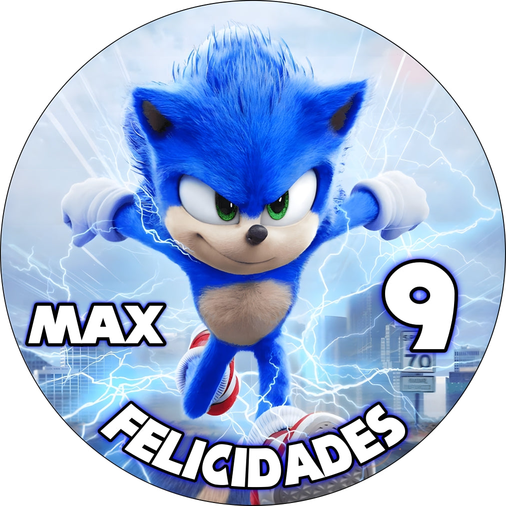 Oblea personalizada comestible SONIC EL ERIZO decoración para tarta cumpleaños