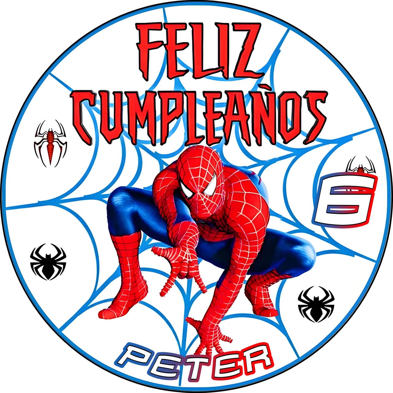 Oblea comestible de Spiderman para decoración de tartas de cumpleaños