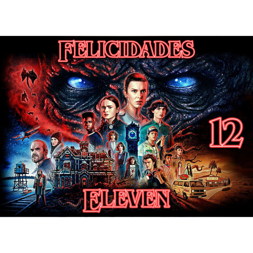 imagen comestible Stranger Things para cumpleaños con nombre y edad