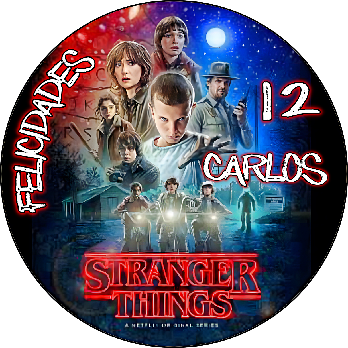 Oblea de Stranger Things personalizada para pastel o Tarta, especial para cumpleaños