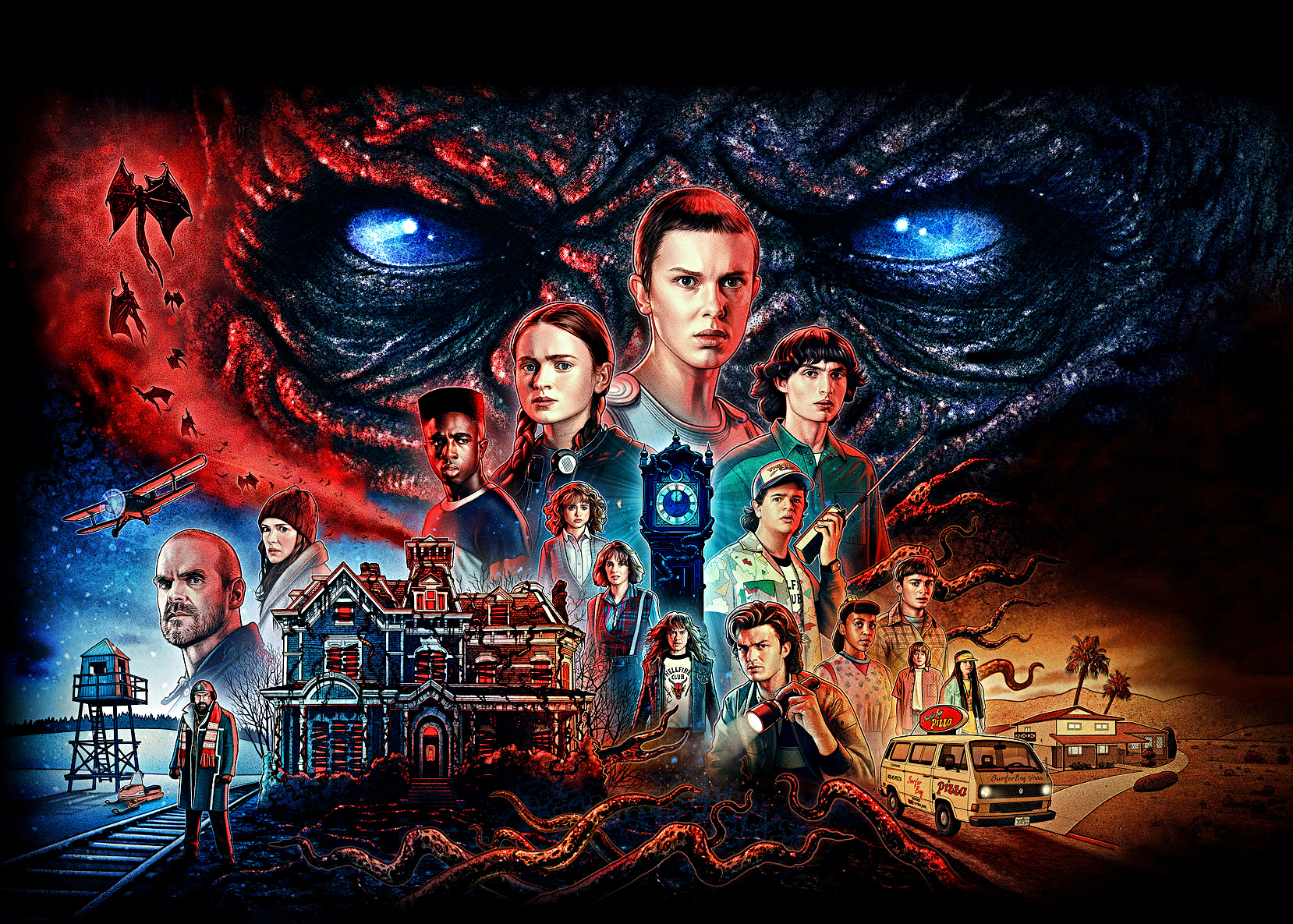 Oblea personalizada comestible Stranger Things decoración para tarta cumpleaños