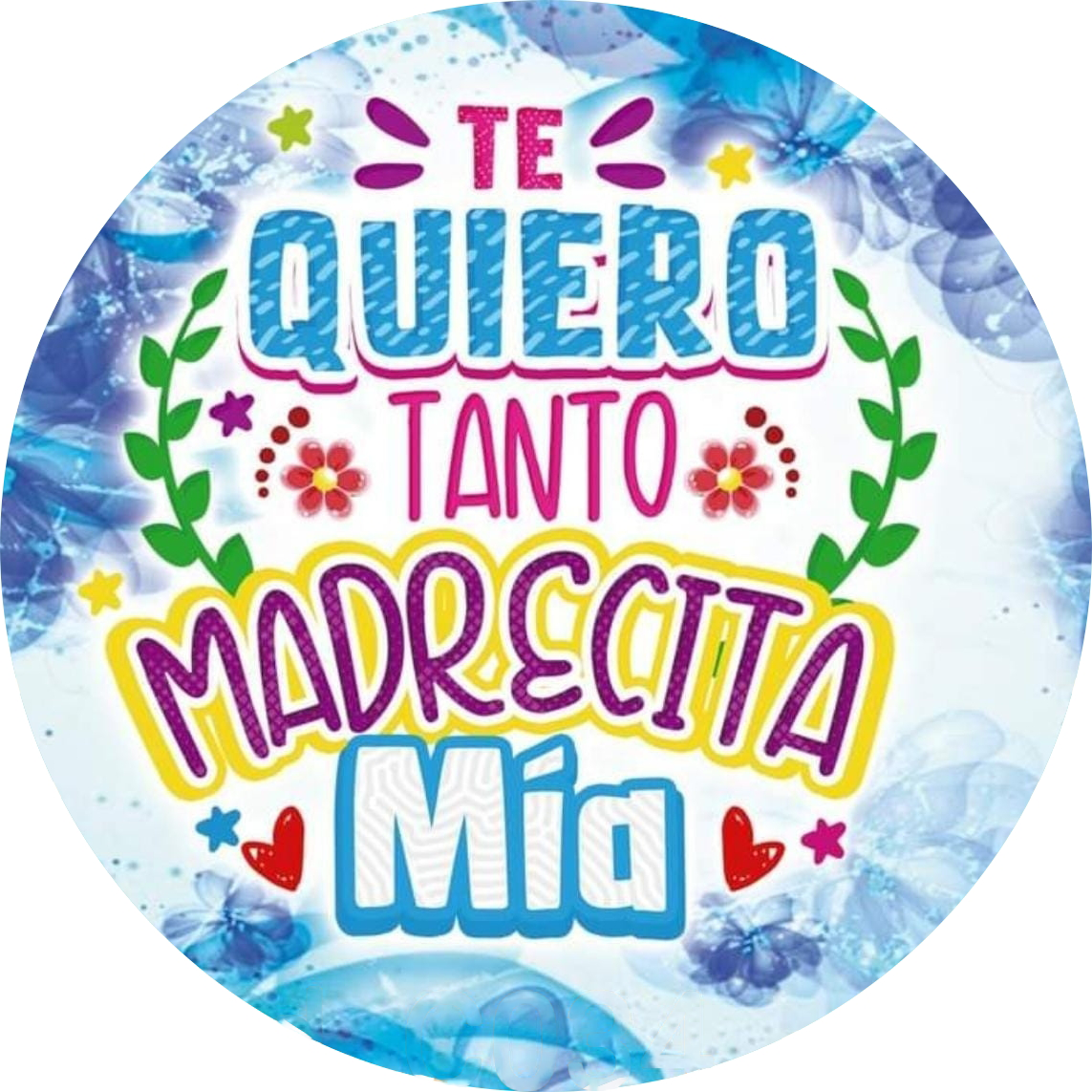 Imagen comestible Día de la Madre con madre e hija abrazadas, decoración floral rosa para tarta, papel de azúcar u oblea