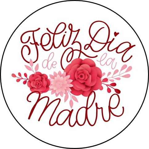 Imagen comestible Día de la Madre con madre e hija abrazadas, decoración floral rosa para tarta, papel de azúcar u oblea