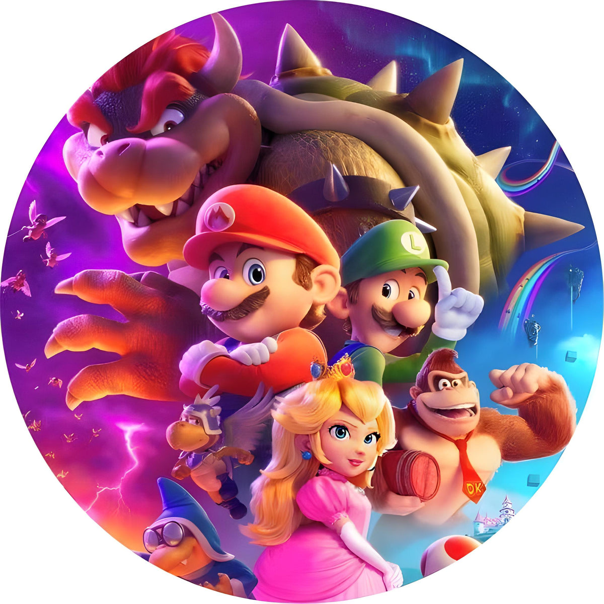 Oblea personalizada de Super Mario Kart con nombre y edad para tarta de cumpleaños