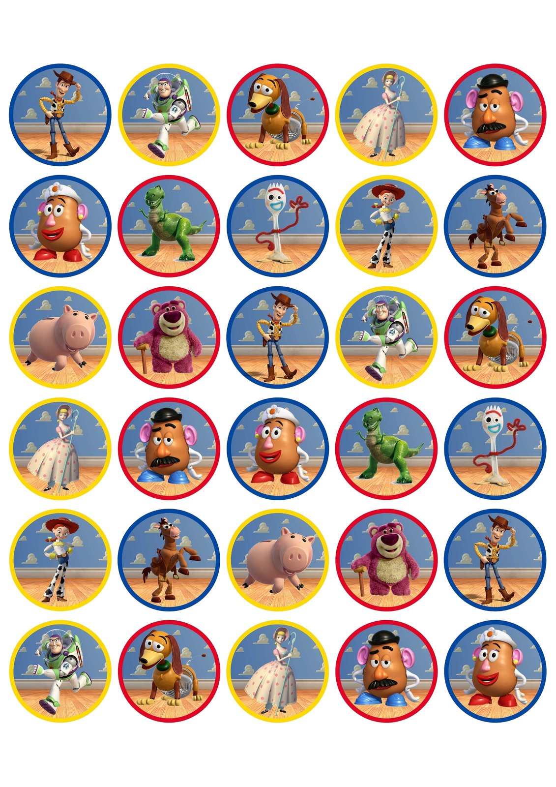 30 toppers comestibles de Toy Story para cupcakes, magdalenas
