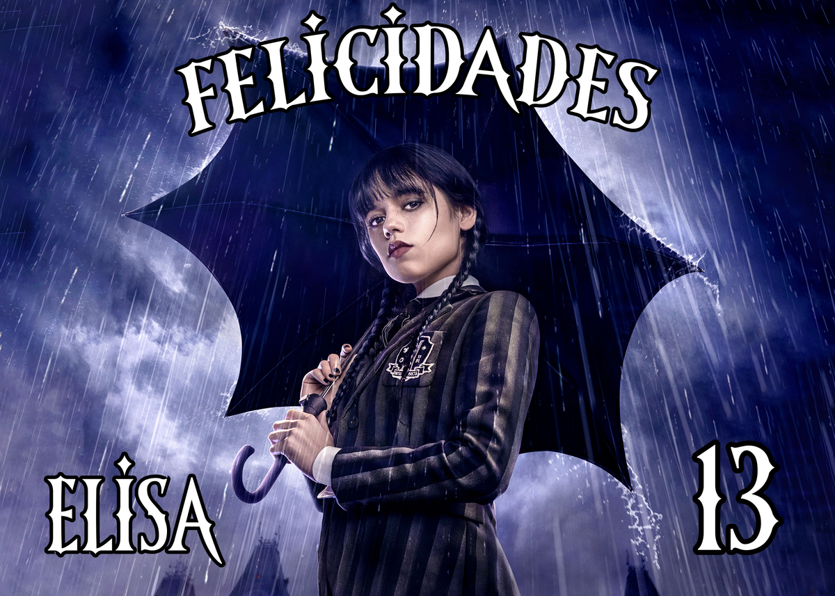 Oblea o Papel de Azúcar WEDNESDAY para Tartas y Magdalenas Personalizadas – Foto Comestible con Nombre